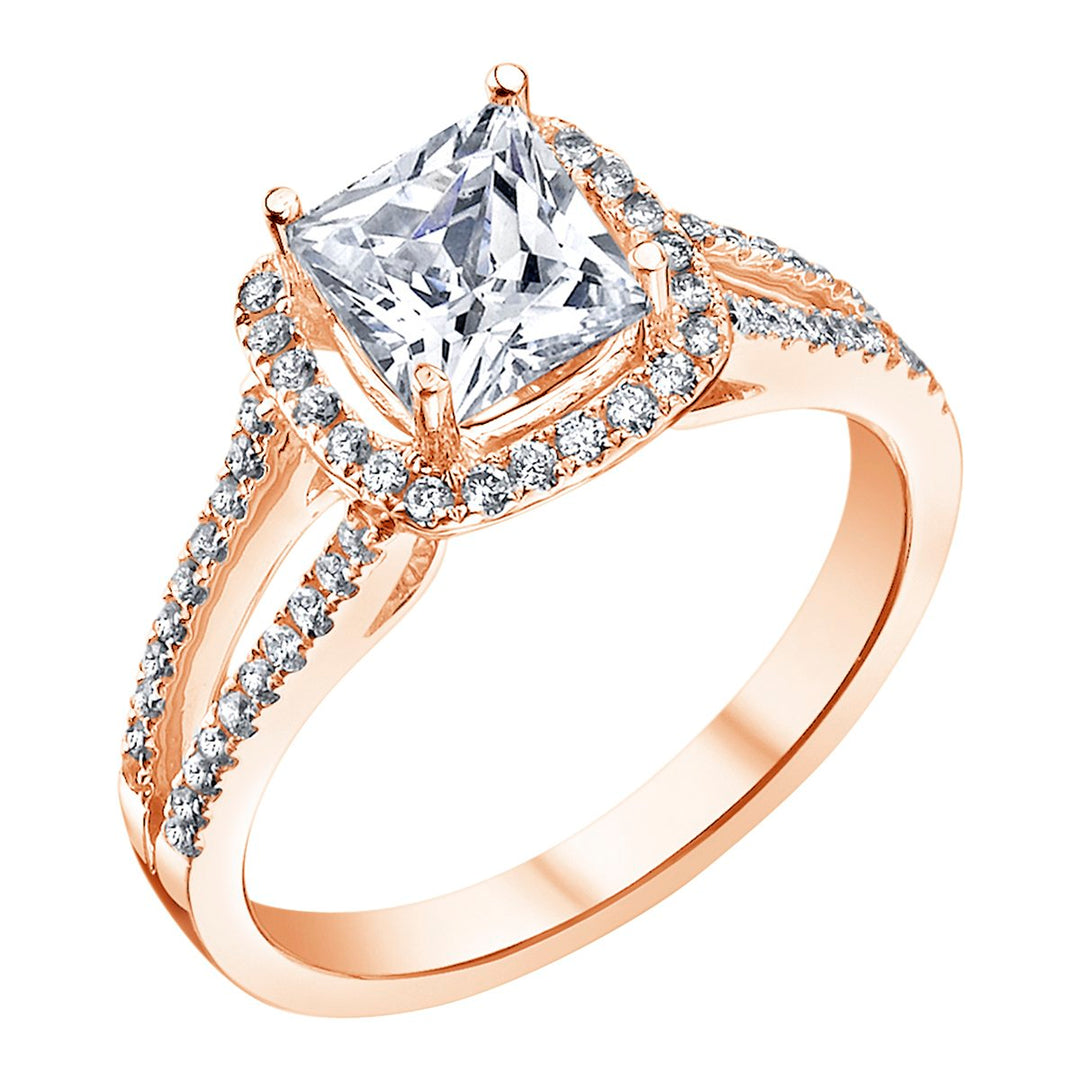 Split Shank Diamond Engagement Ring with Halo - CR1185