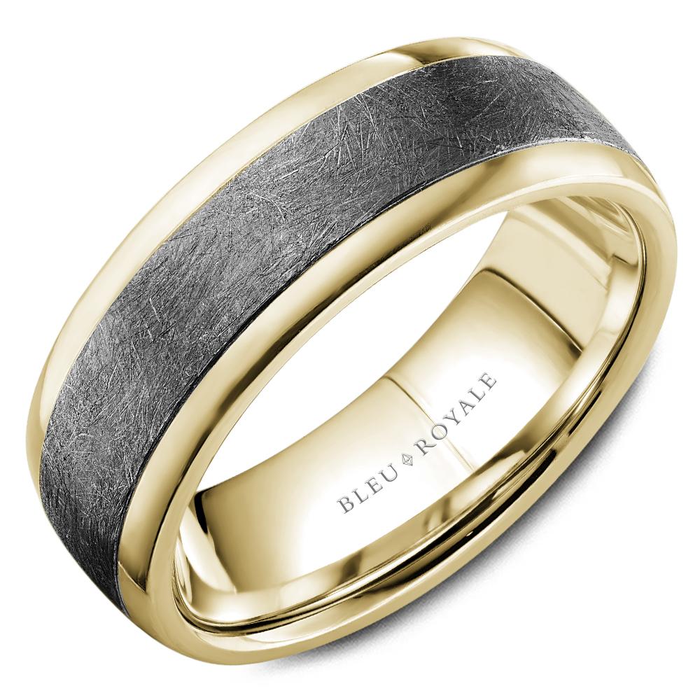 Tantalum Grey Men's Wedding Band Diamond Brush Top & High Polish Edges - RYL-165TY75