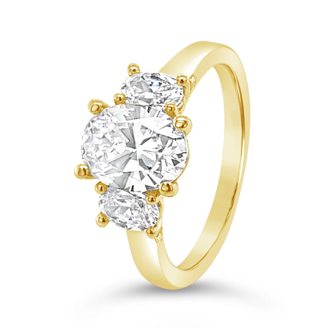 Three Stone Diamond Engagement Ring - YJC1351R-OV