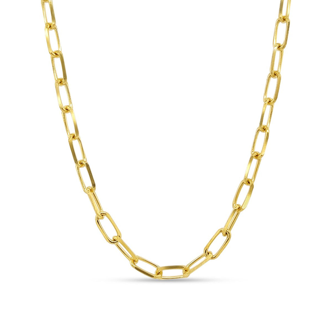 14K Yellow Gold Diamond Cut Paper Clip Chain - MZ002380-14Y