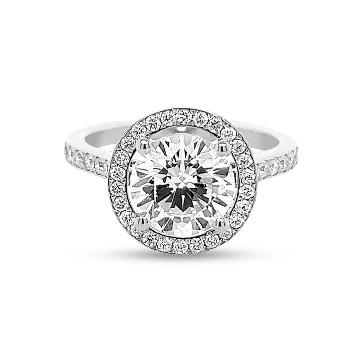 Round Halo Pave Diamond Engagement Ring - CR4661