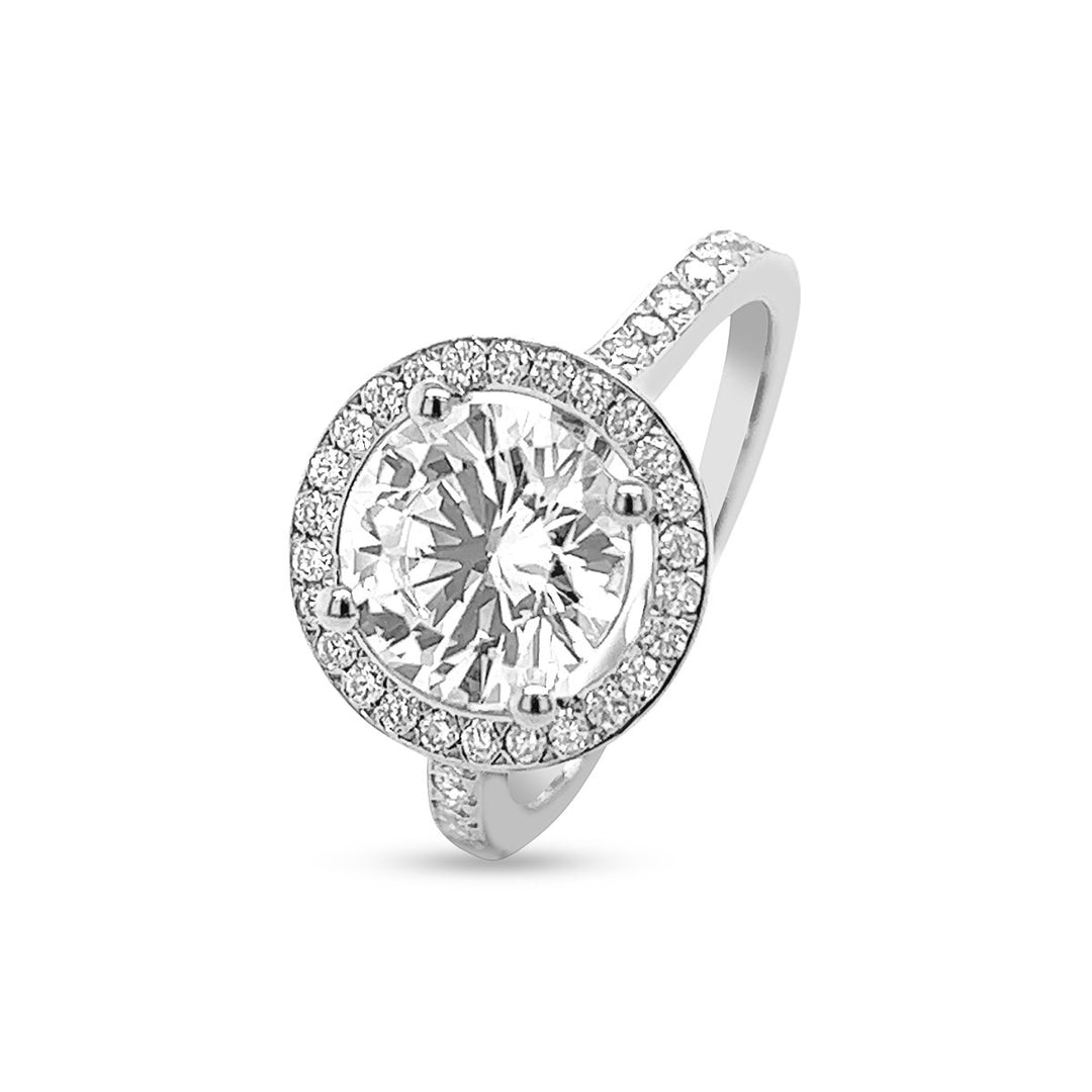 Round Halo Pave Diamond Engagement Ring - CR4661