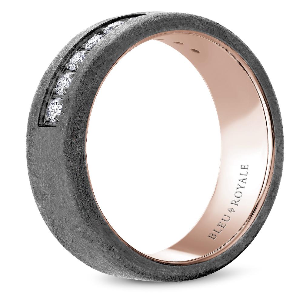 Bleu Royale 8mm Tantalum and Gold Men's Diamond Wedding Band - RYL-160TRD8