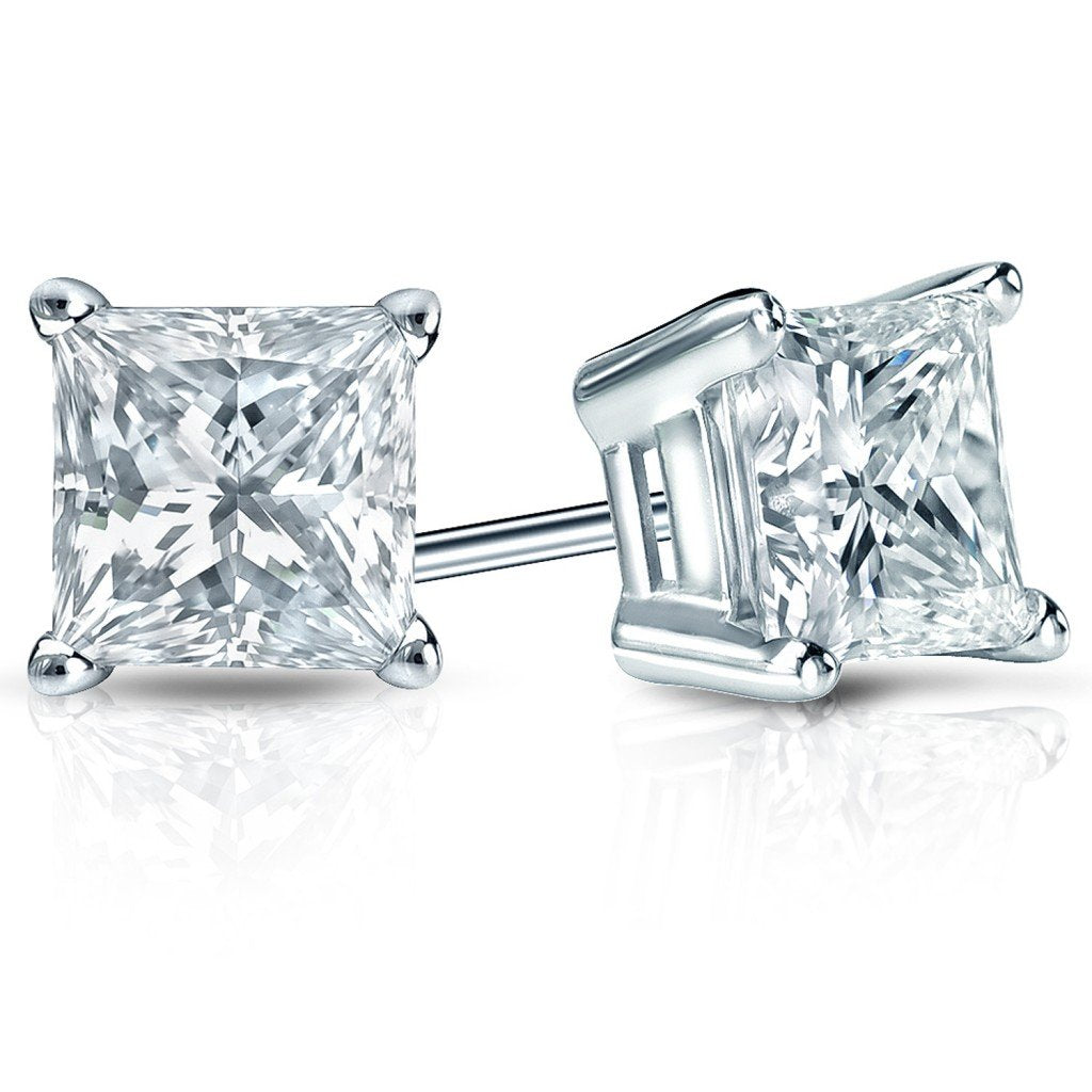 Princess Cut Diamond Solitaire Stud Earrings 1.00 ct. Total Weight - PSTA4