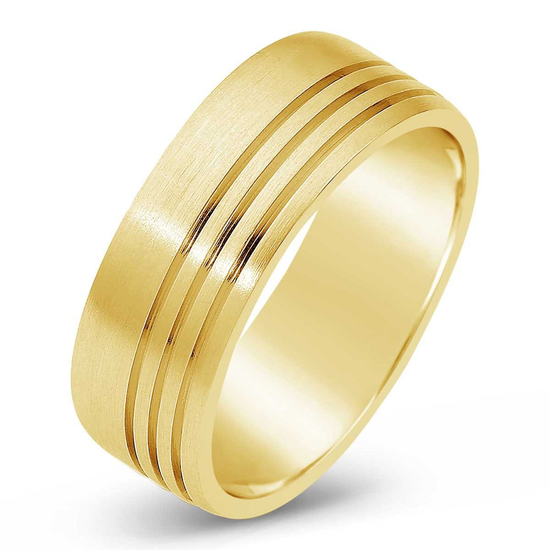 Dora Collection Carved Gold Men's Wedding Band - 2015