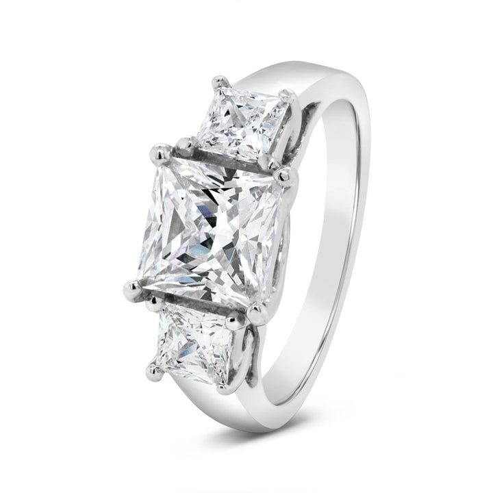 Princess Cut Three Stone Diamond Engagement Ring - ENR2408