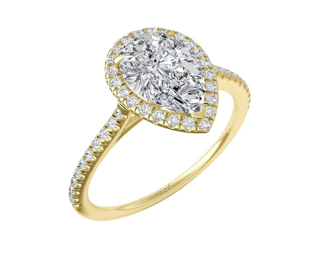 NaLEDI Pear shaped Halo Diamond Engagement Ring - N0038-PS