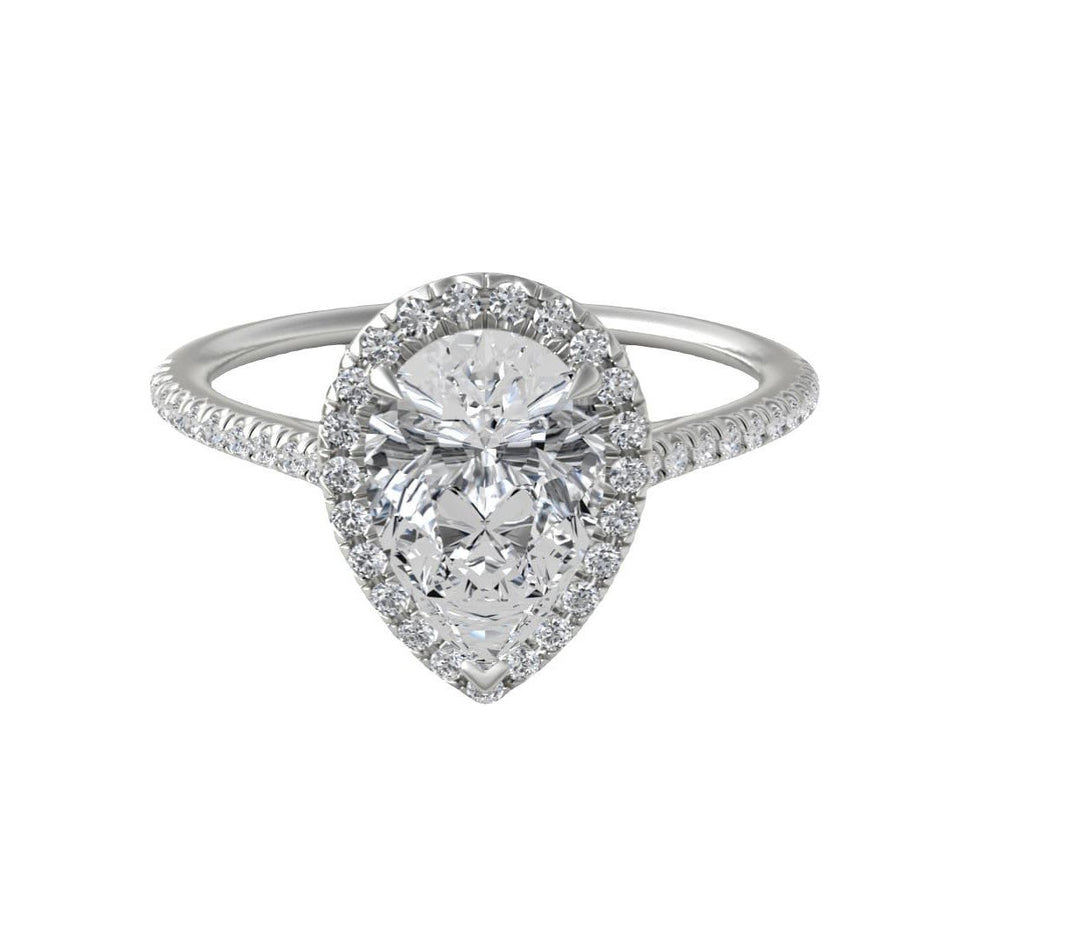 NaLEDI Pear shaped Halo Diamond Engagement Ring - N0038-PS