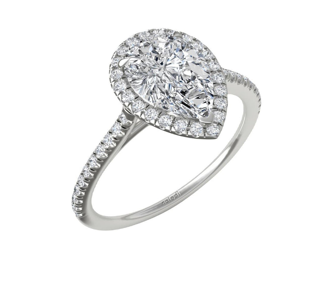 NaLEDI Pear shaped Halo Diamond Engagement Ring - N0038-PS