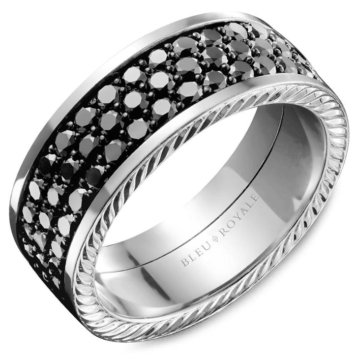 Gold & Black Diamond 9mm Wide men's Eternity Band - RYL-200YBD9