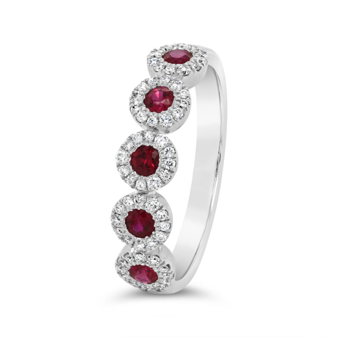 14K White Gold Diamond & Ruby Band - YR32388