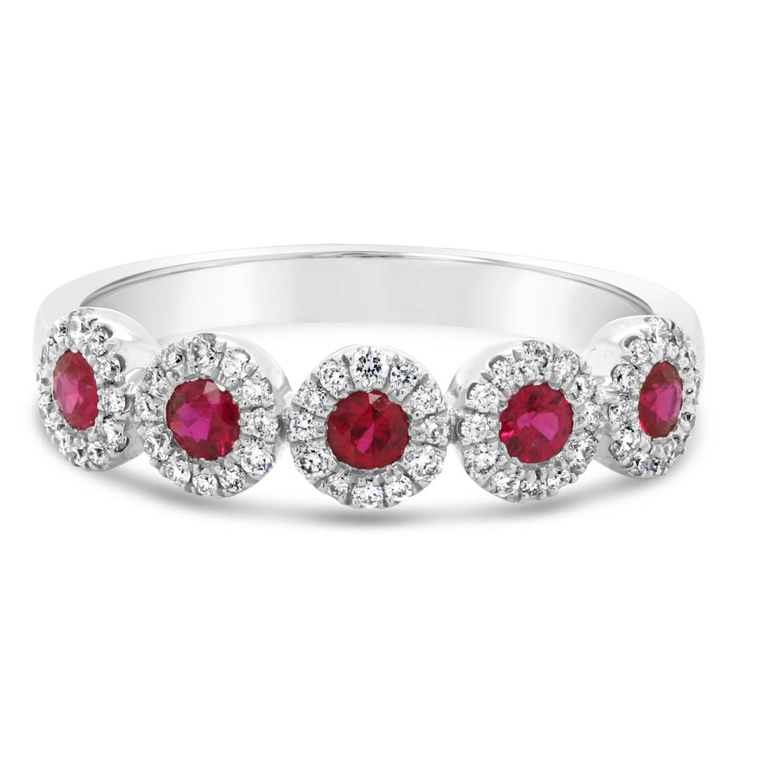 14K White Gold Diamond & Ruby Band - YR32388