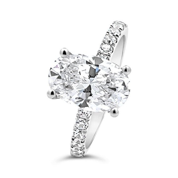 Three-Quarter Way Set Pave Diamond Engagement Ring - YJM2098R-OV