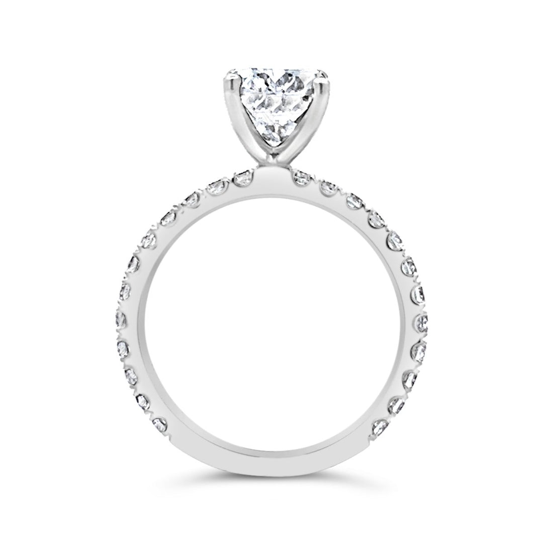 Three-Quarter Way Set Pave Diamond Engagement Ring - YJM2098R-OV