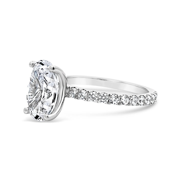 Three-Quarter Way Set Pave Diamond Engagement Ring - YJM2098R-OV