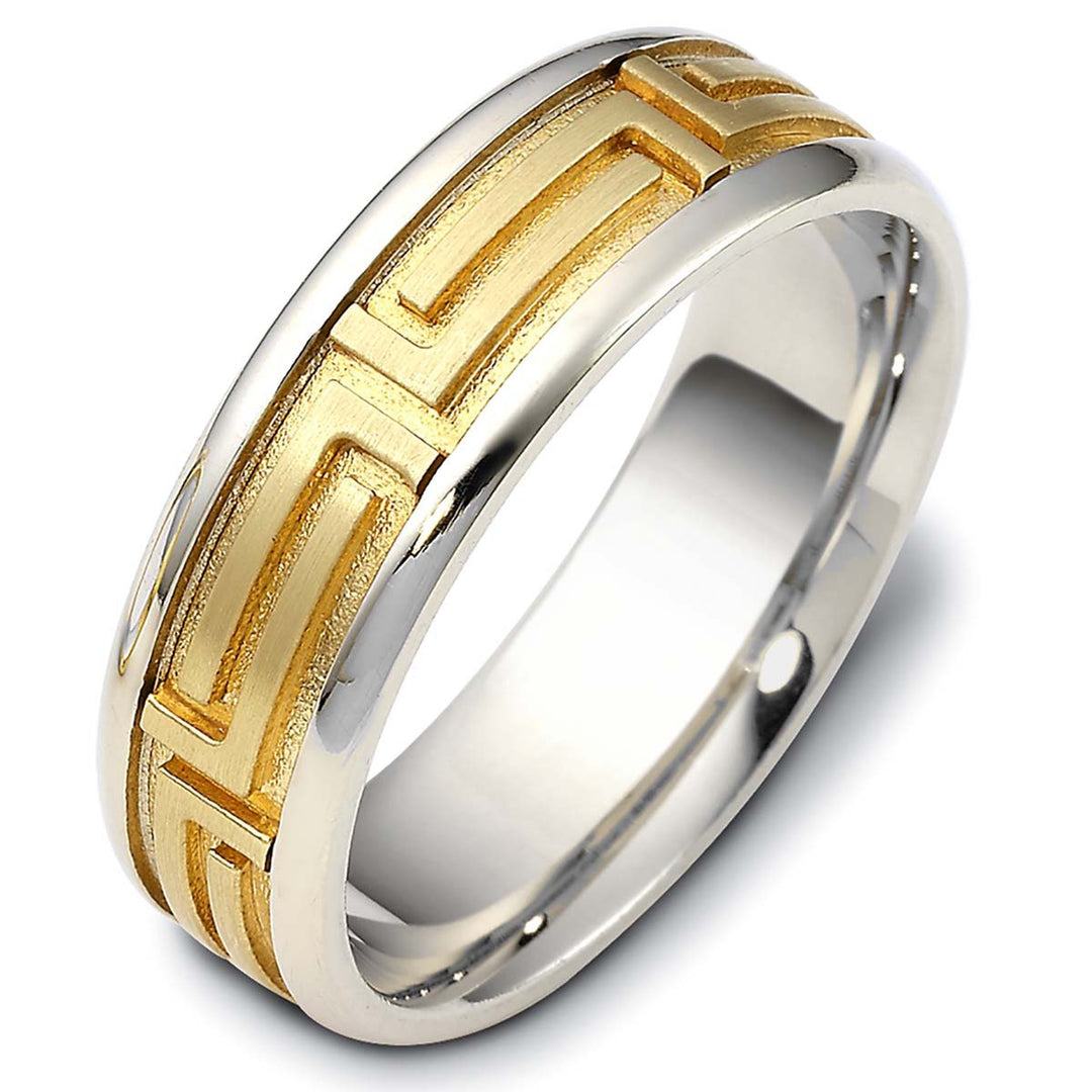 Two Tone Gold Men's Wedding Band - 1647