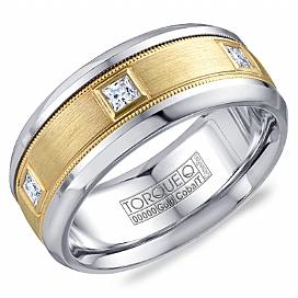 14K Yellow Gold Men's  Cobalt & Gold Diamond Wedding Band - CW090MY9