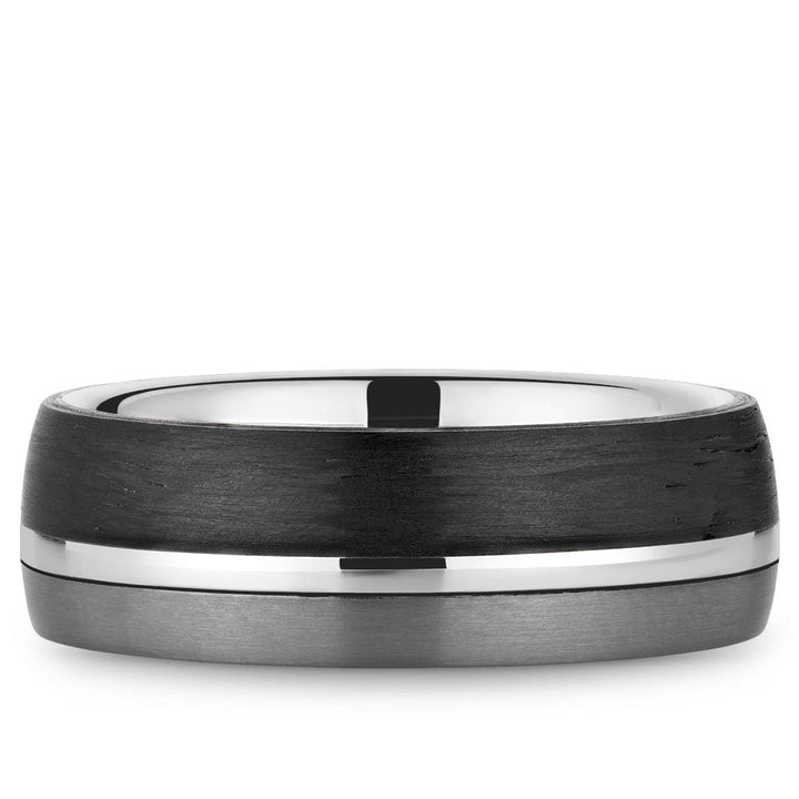 Gold, Forged Carbon & Tantalum  Men's 7.5mm Wide Bleu Royale Wedding Band - RYL-203RBT75