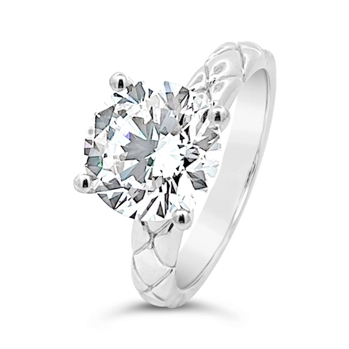 One Piece Casting Engagement Ring with Etched Design - YJC3780R