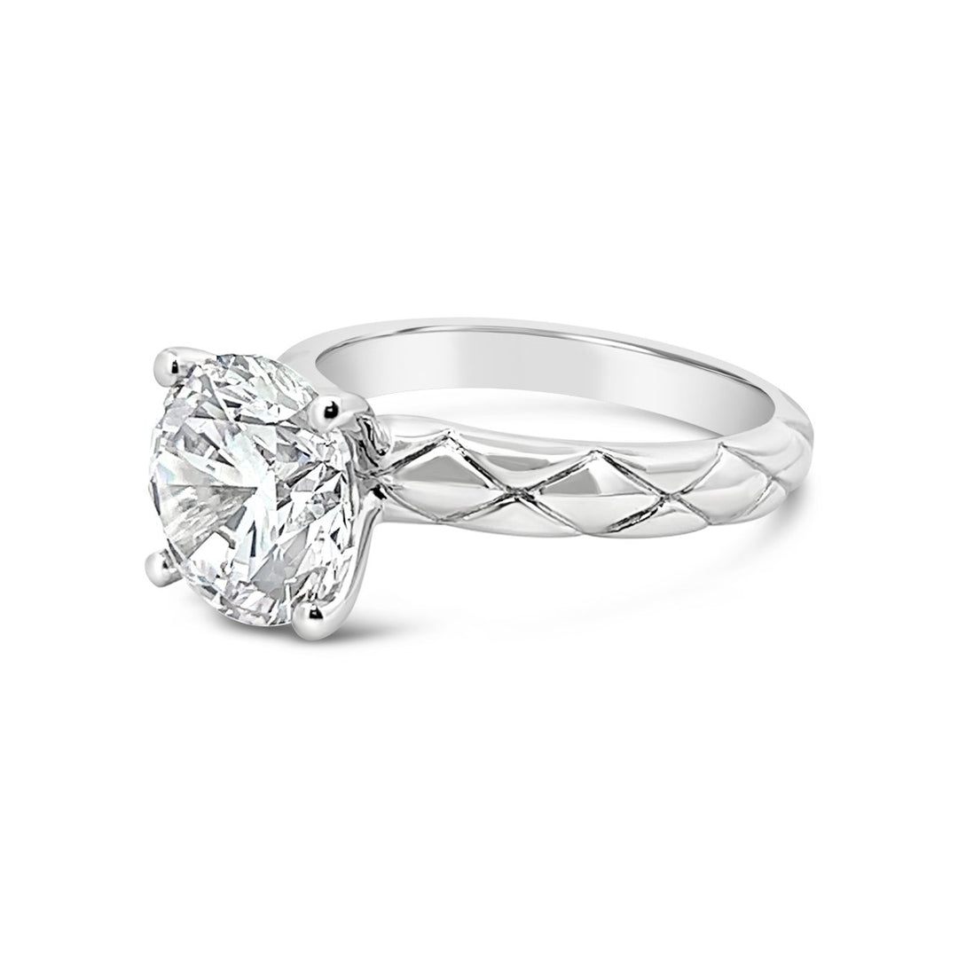 One Piece Casting Engagement Ring with Etched Design - YJC3780R