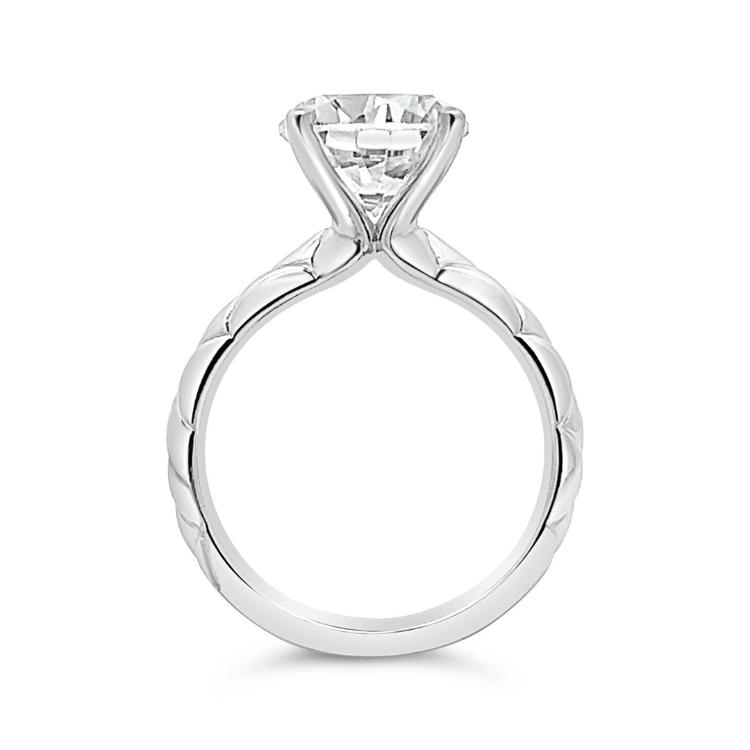 One Piece Casting Engagement Ring with Etched Design - YJC3780R