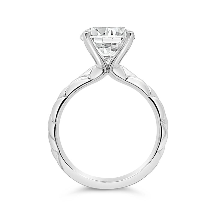 One Piece Casting Engagement Ring with Etched Design - YJC3780R