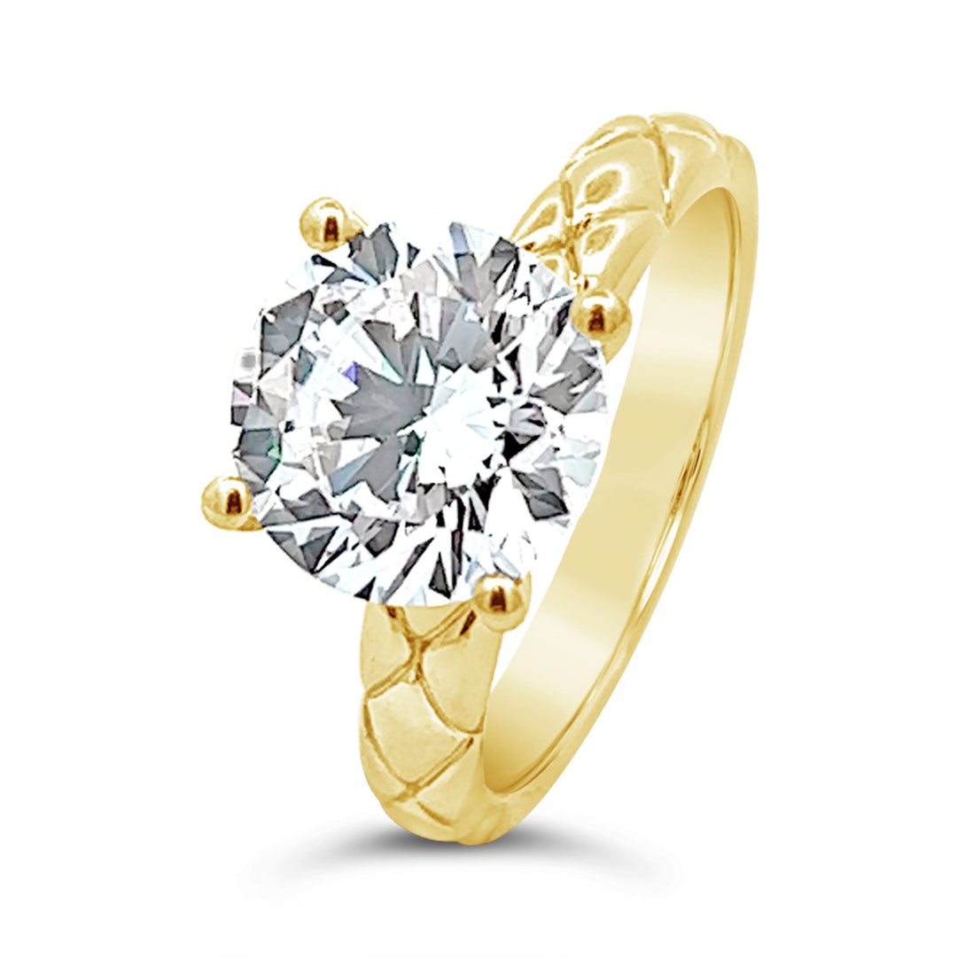 One Piece Casting Engagement Ring with Etched Design - YJC3780R