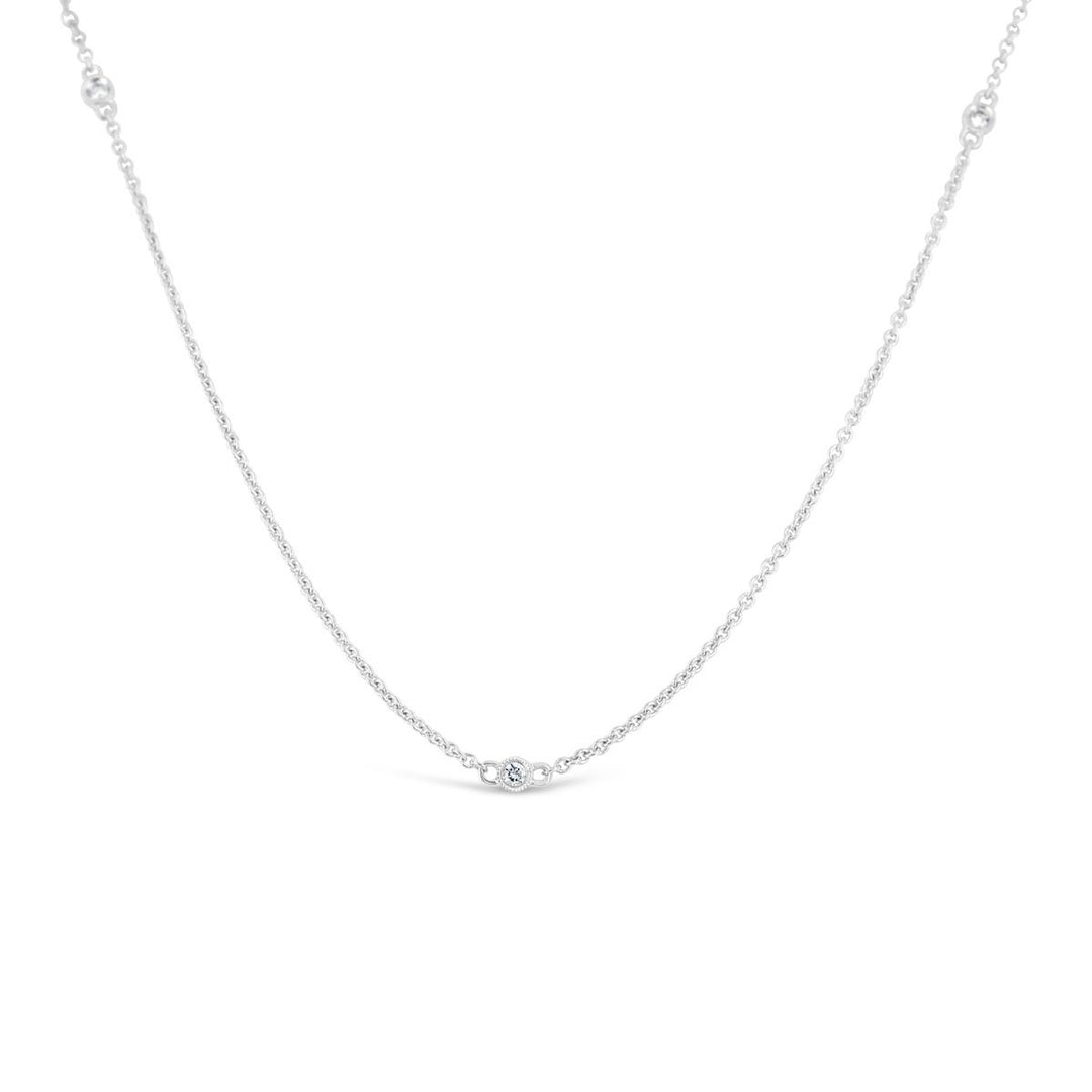 18K White Gold Bezel Set Diamonds by The Yard Necklace - YJS7315ND