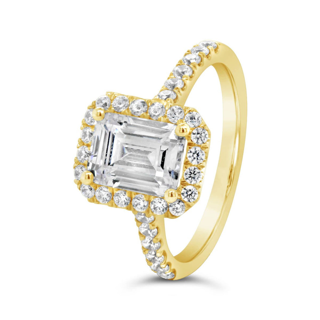 Emerald Cut Halo Diamond Engagement Ring - YJM6424R