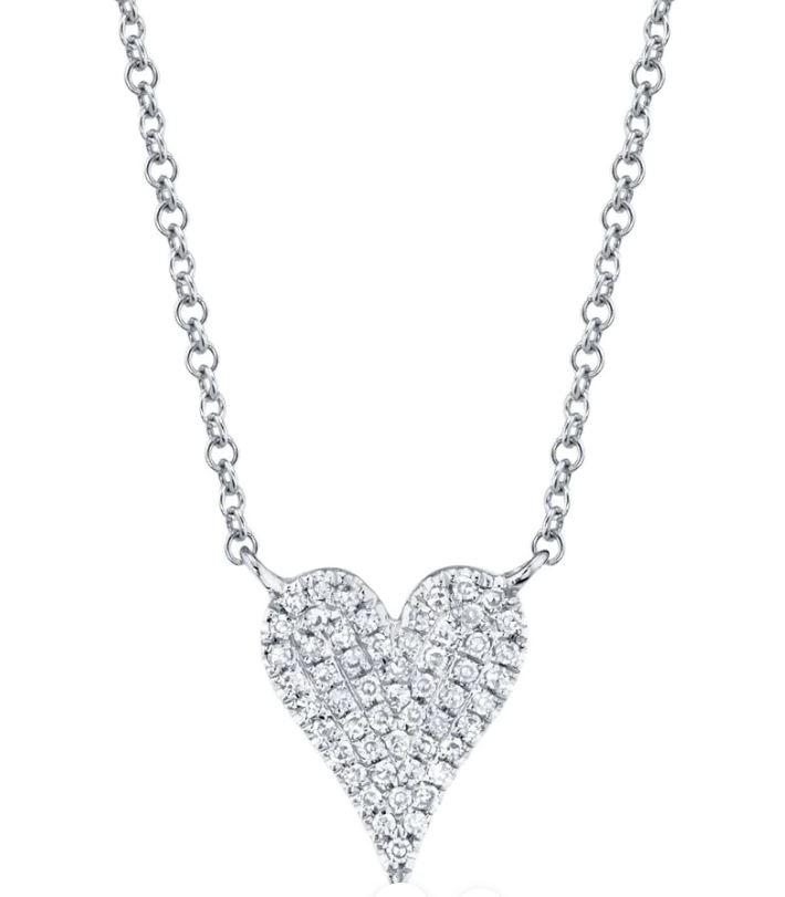 14K White Gold Diamond Pave Heart Necklace - SC55006925