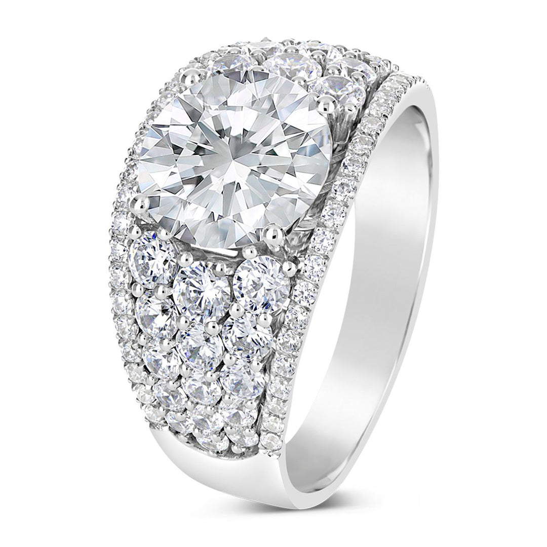 Wide Band Diamond Engagement Ring - YJA1873R