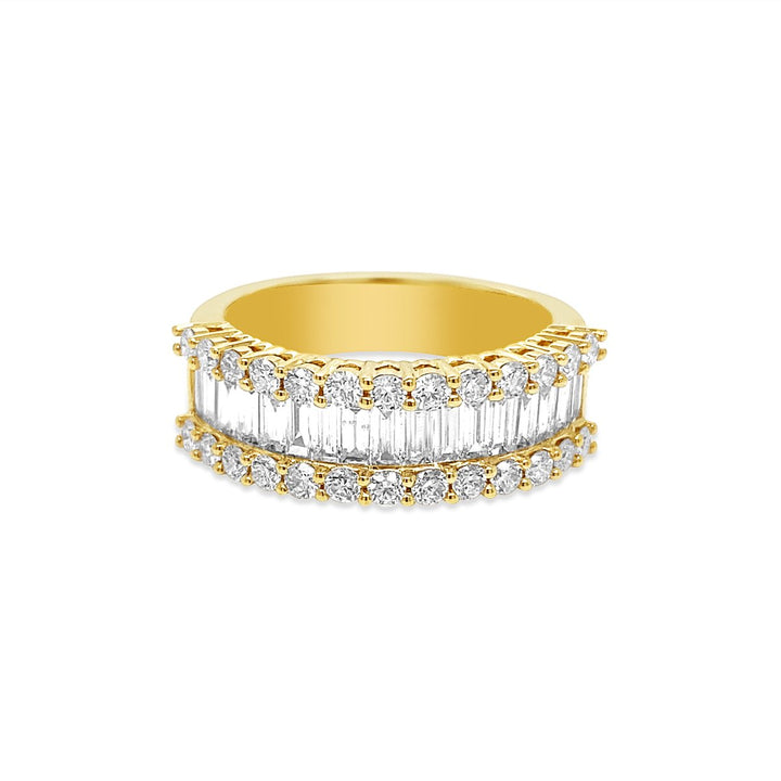 18K Yellow Gold Baguette and Round Diamond Band - MR2280