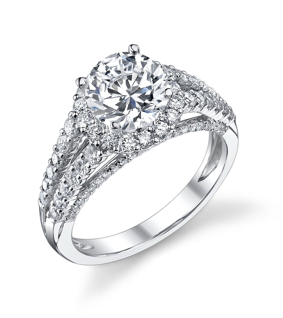 Split Shank Halo Diamond Engagement Ring - YJM0947R