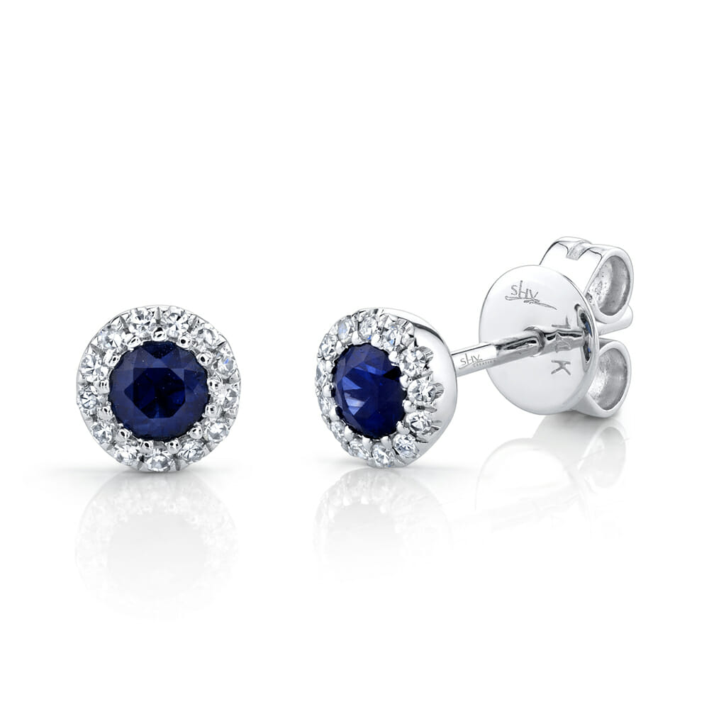 Diamond & Sapphire Stud Earrings – Shy Creation