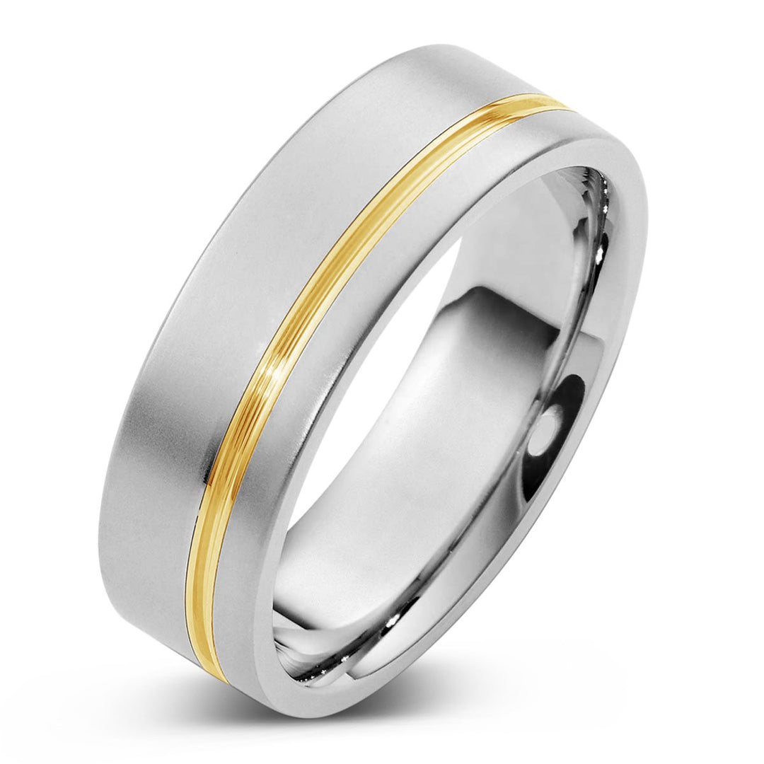 Men's Two Tone Gold Wedding Band - 2575