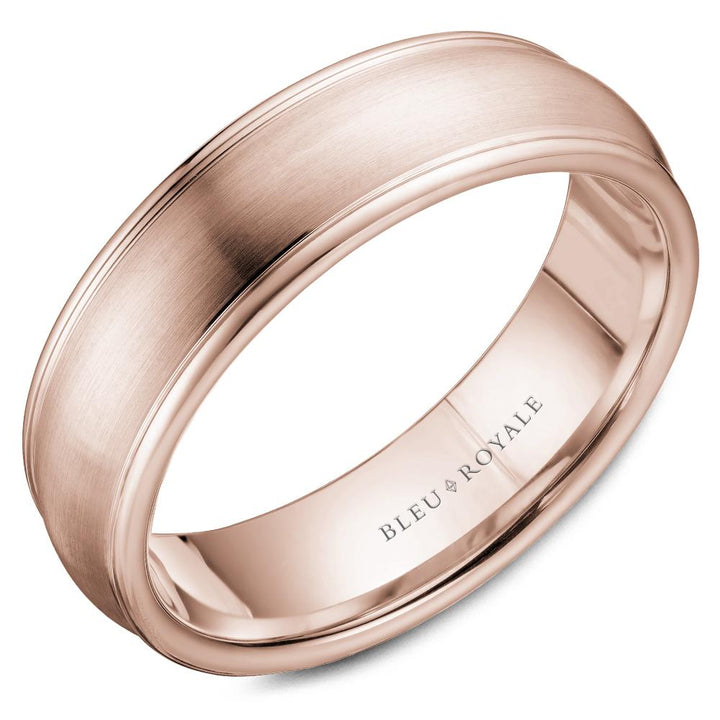 Men's Wedding Band with Sandpaper Center & High Polish Edges - RYL-039Y45