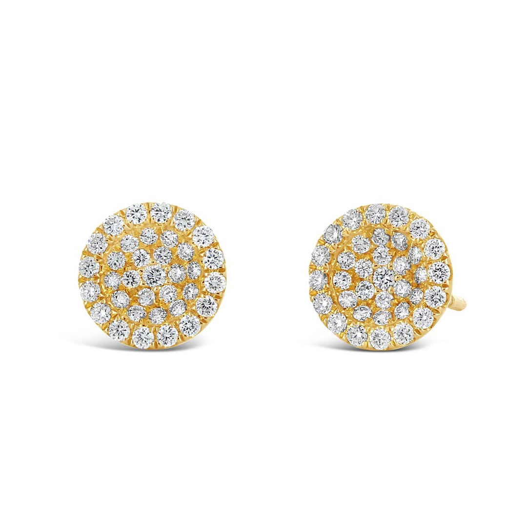 18K Yellow Gold Pave Diamond Disk Earrings - YJM2126E