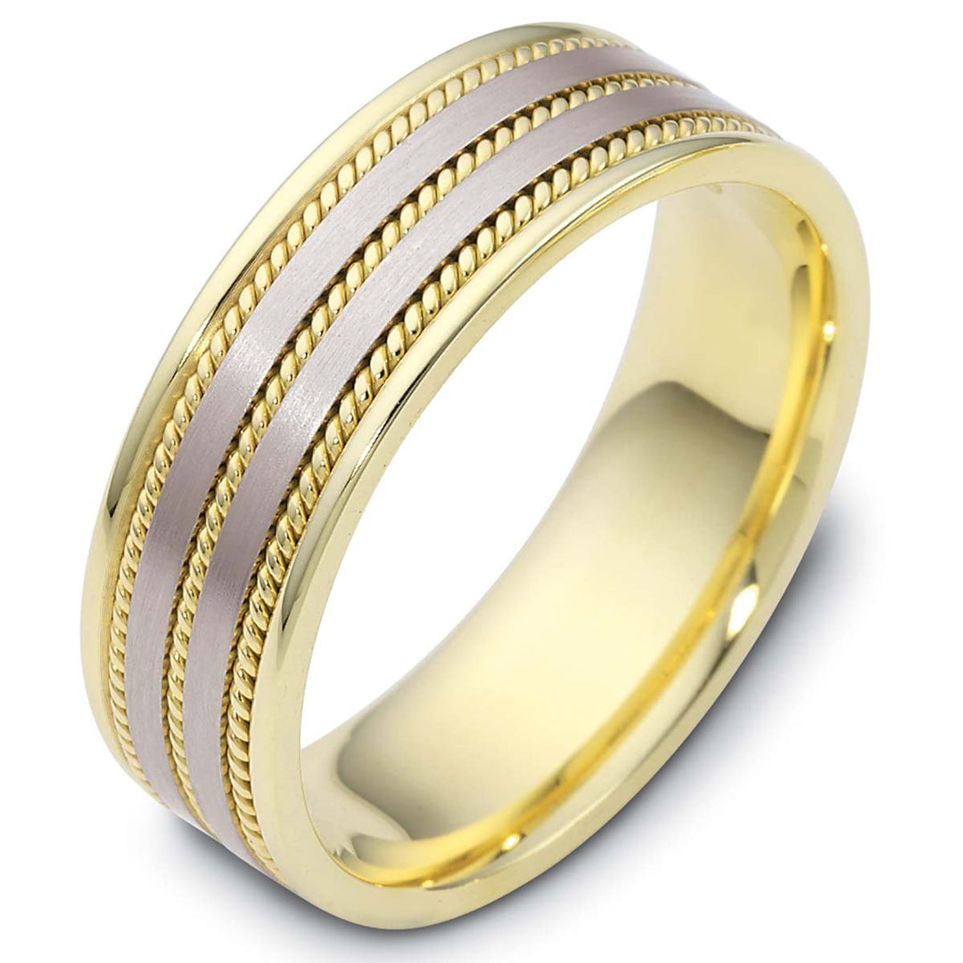 Men's Two Tone Gold 8mm Wide Dora Wedding Band - 1053