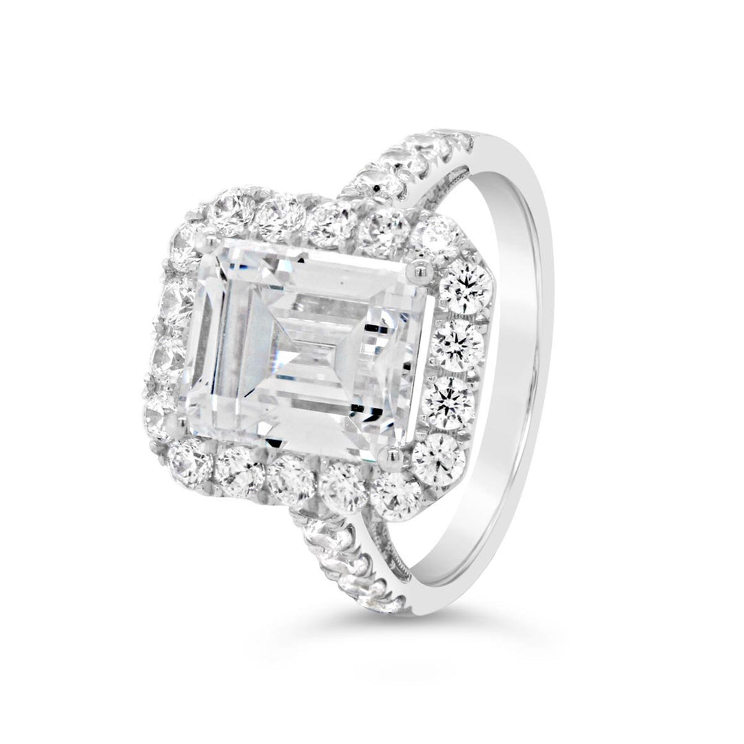 Emerald Cut Halo Diamond Engagement Ring - YJC3495R