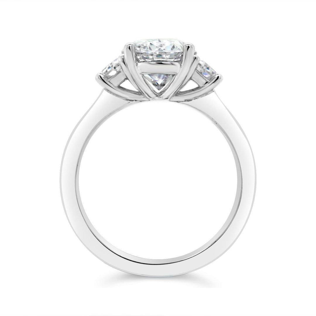 Three Stone Diamond Engagement Ring with Trapezoids Side Diamonds - YJC3418