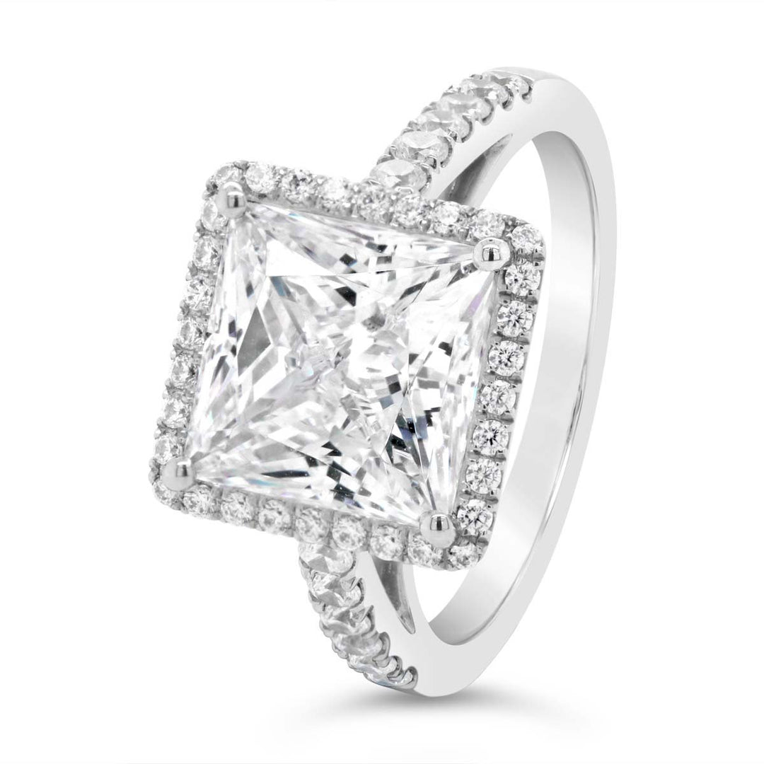 Princess Cut Diamond Halo Engagement Ring - YJC3493R