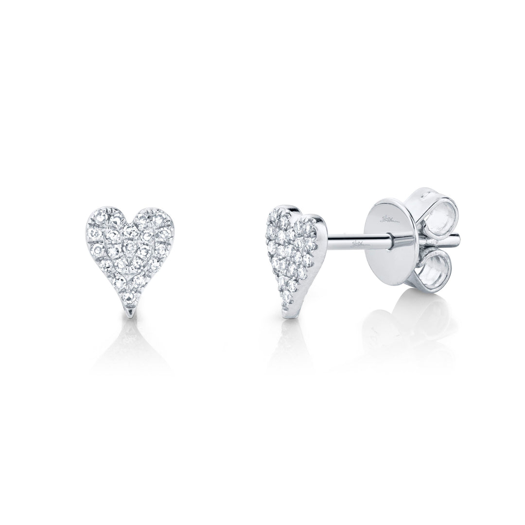 14K White Gold Diamond Pave Heart Stud - SC55006717