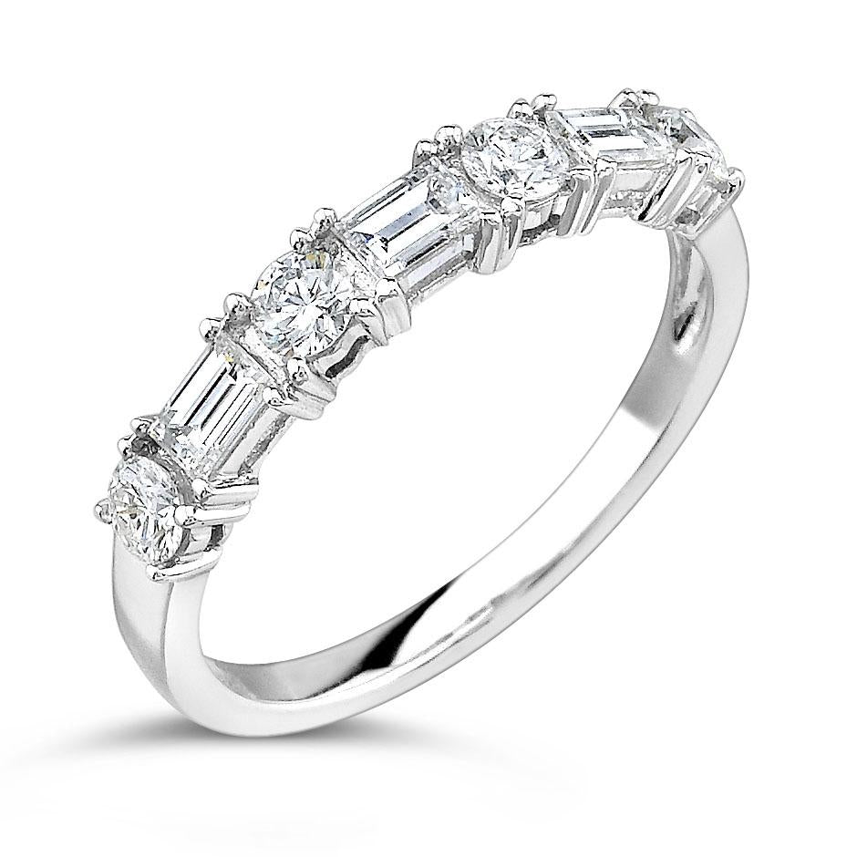 Modern Baguette and Round Diamond Wedding Band - MR1824