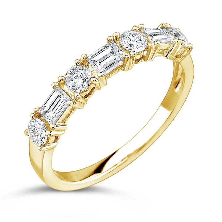 Modern Baguette and Round Diamond Wedding Band - MR1824