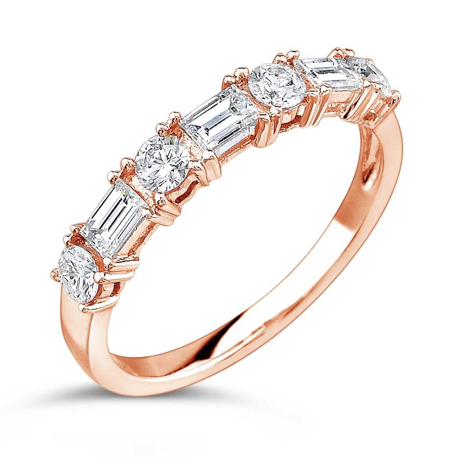 Modern Baguette and Round Diamond Wedding Band - MR1824