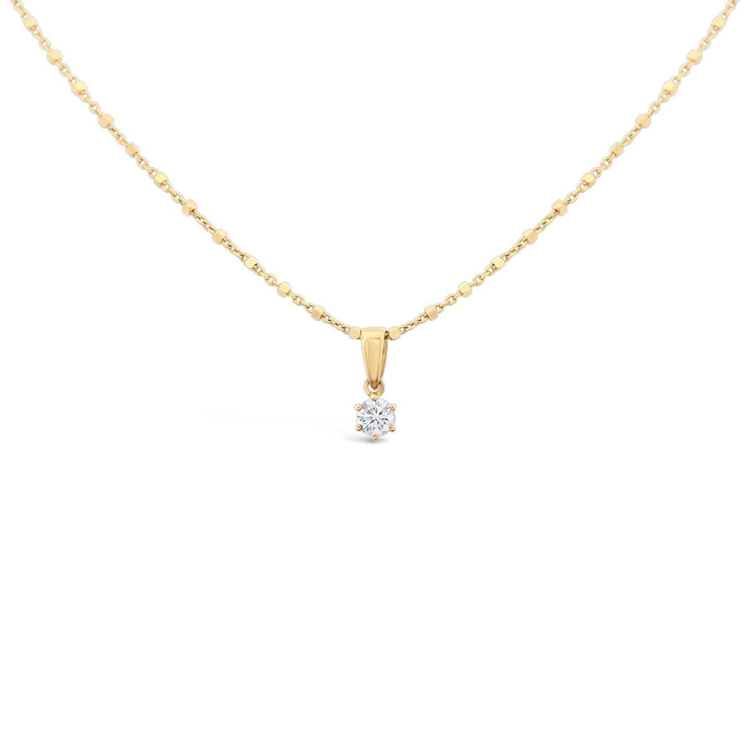 18K Yellow Gold 0.20 ct Diamond Solitaire Pendant - SP020