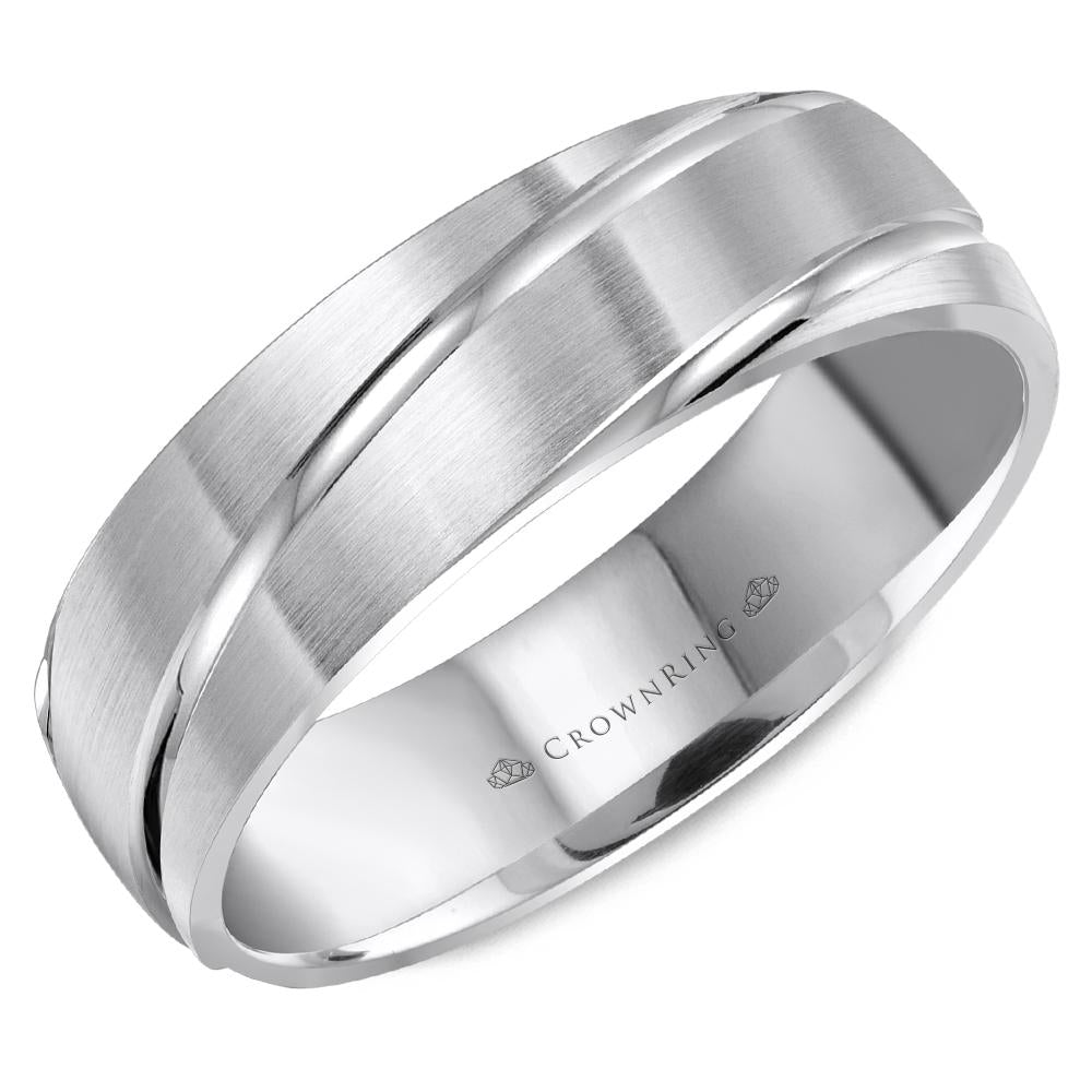 Men's Modern Carved Gold Wedding Band - WB-8063