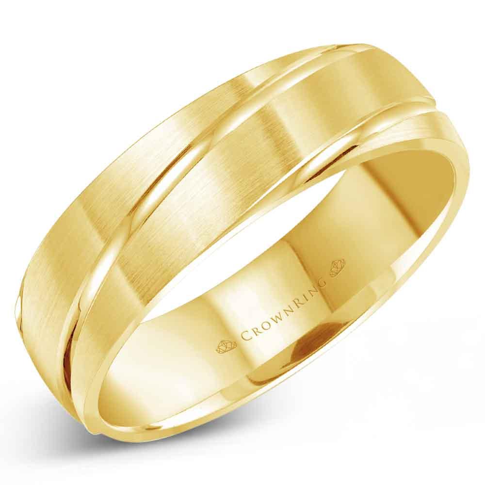 Men's Modern Carved Gold Wedding Band - WB-8063