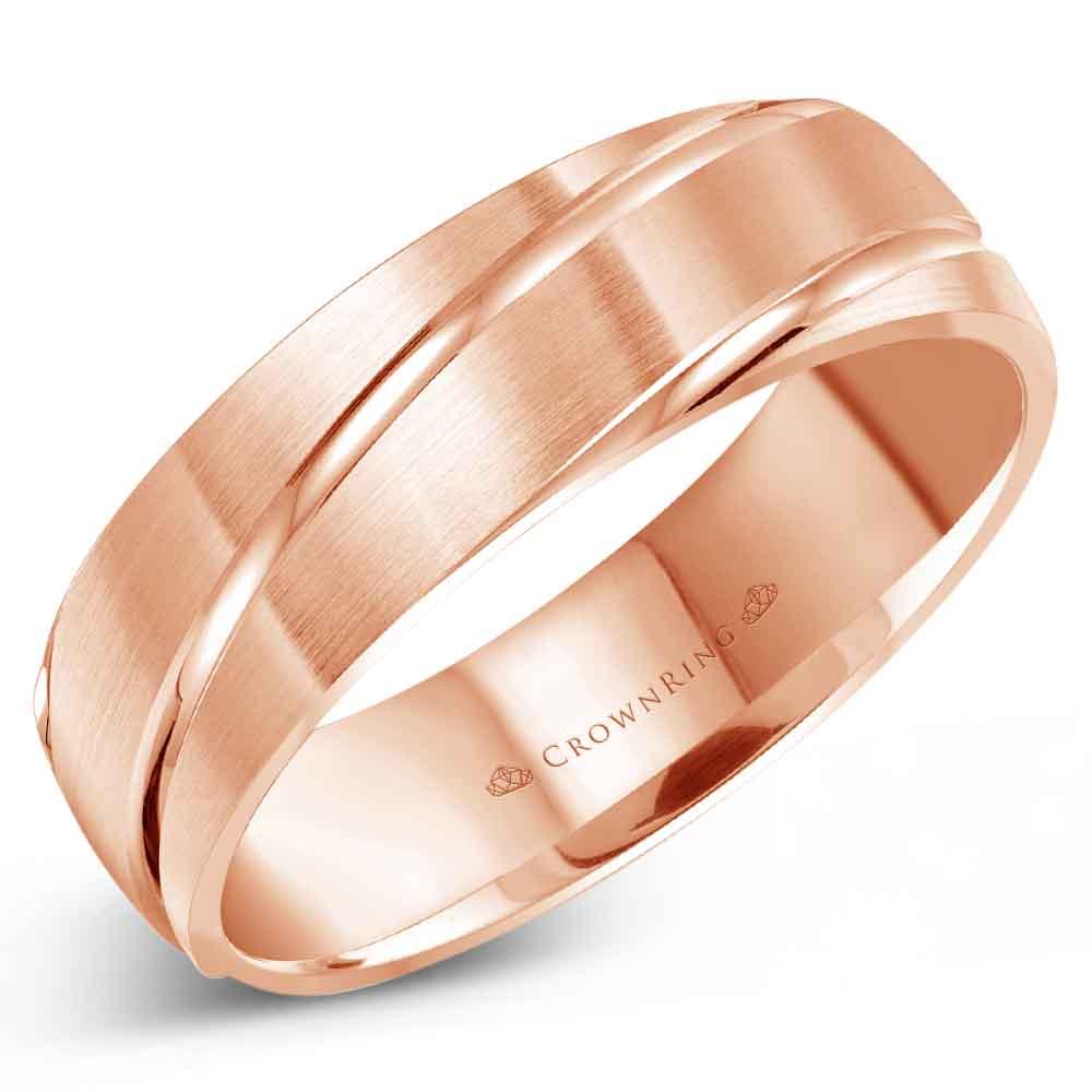 Men's Modern Carved Gold Wedding Band - WB-8063