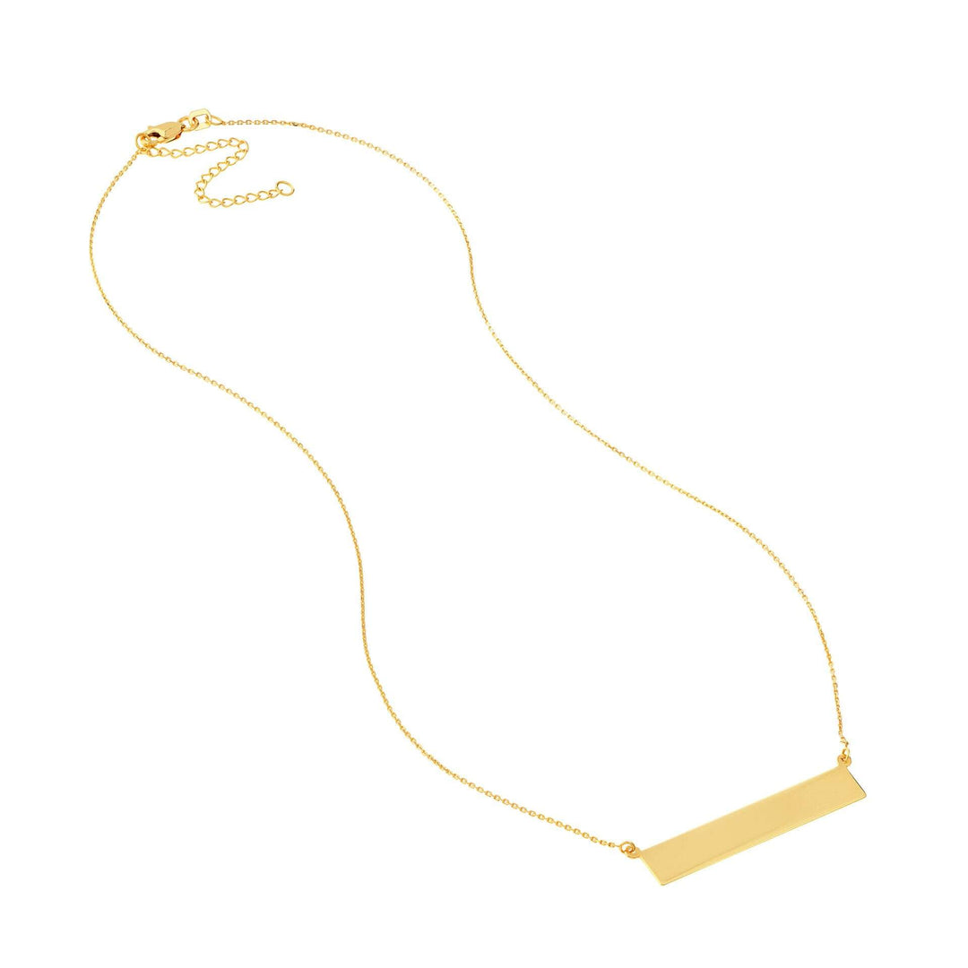 14K Yellow Gold Engravable Bar Necklace - MF021503-14Y